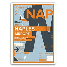2 x 10cm NAP Naples Airport Vinyl Stickers - Italy Travel Sticker Luggage #17420 (10cm Tall)