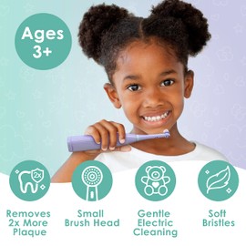 Brusheez Kids’ Electric Toothbrush Set - Safe & Effective for Ages 3+ - Parent Tested & Approved with Gentle Bristles, 2 Brush Heads, Rinse Cup, 2-Minute Timer, & Storage Base (Luna The Llama)