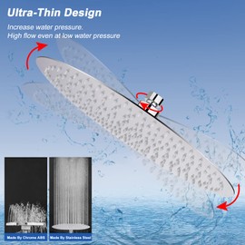 NearMoon Rain Shower Head, Ultra-Thin Design-Pressure Boosting, Awesome Some Experience, High Flow Stainless Steel Rainfall Head (16 Inch, Chrome Finish)