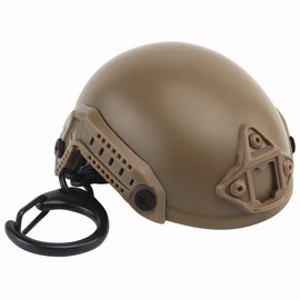 Zamudam Mini Helmet Keychain Charm Tactical Realistic Model Removable Miniature Helmet Model Beer Bottle Opener Keyring Gifts Brown