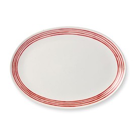 Certified International Dockside Red Oval Platter – 16 x 12 – Stylish Stoneware Serving Plate for Elegant Dinners & Gatherings. Ideal for presenting seafood, roast meats, appetizers, or baked goods.