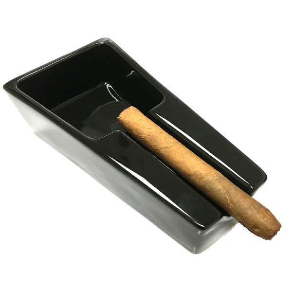 F.e.s.s. FESS Ceramic Single Cigar Rest Ashtray for Patio, Indoor, Outdoor Desktop Use