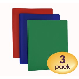Smead Poly Two-Pocket Folder, Three-Hole Punch Prong Fasteners, Letter Size, Assorted Colors, 3 per Pack (87737)