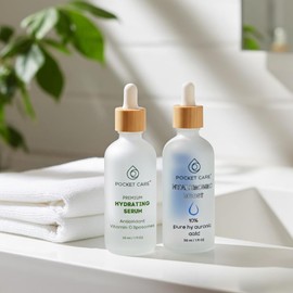 Kit Facial Iluminador + Hidratante | Sérum Vitamina C + Sérum Ácido Hialurónico 10% | Antimanchas, Antiarrugas, Hidratación Profunda, Piel Radiante (Kit10%+VitC)