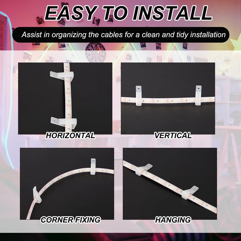 PATIKIL LED Strip Light Clips, 60 Pack Light Hooks Fixing
