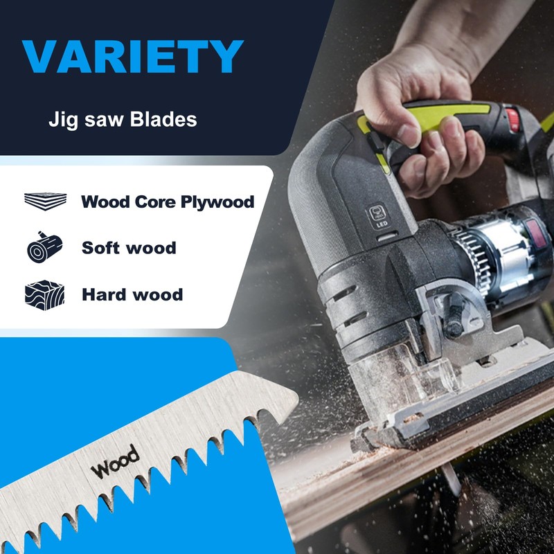 MUOZLOP 50pcsT101D Jigsaw Blades，6TPI Jig Saw Blades with Storage Case,T-Shank