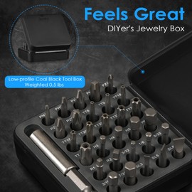 GreaTalent 31in1 S2 Steel Screwdriver Bit Set with 1/4" Magnetic Bit Holder, Mini EDC Tool, for 1/4" hex shank screwdriver, bit holder, power tool, hand tool