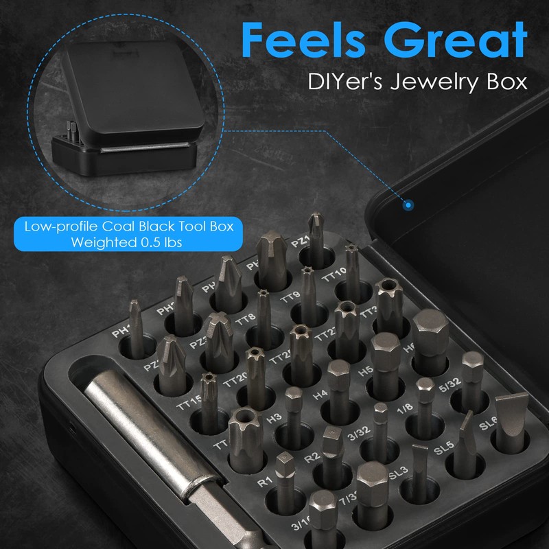 GreaTalent 31in1 S2 Steel Screwdriver Bit Set with 1/4" Magnetic