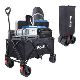 Pro-Lift Collapsible Folding Wagon– Beach Cart Large Capacity, Heavy Duty Folding Wagon Portable, for Outdoor Sports, Grocery, Camping, Shopping, Garden, Sports, Load up to 330LBS