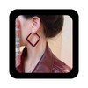 Aneneiceera Vintage Red Velvet Hoop Earrings Dark Burgundy Square Earrings