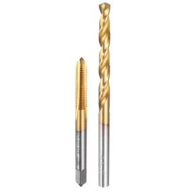 sourcing map Tap and Drill Bit Set, 1pcs M5 x 0.8 Metric Straight Flute Thread Screw Taps & 1pcs 4.2mm Twist Drill Bits, Titanium Coated HSS-6542 Tapping Threading Tool Kit