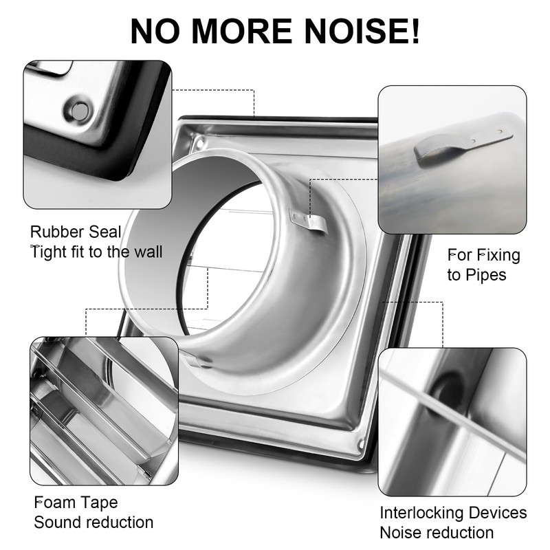 4 Inches Metal Dryer Vent Cover Outdoor Stainless Steel Louvered