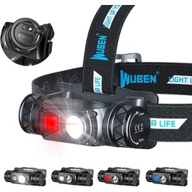 WUBEN H1 Lámpara de Cabeza Recargable Lámpara para Cabeza USB Linterna Frontal LED Recargable Linterna Frontal led Recargable de Faros Headlamp Lampara Cabeza 1200 Lúmenes,10 Modos,IP68 Impermeable