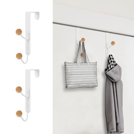 happykau Door Hanger, Door Hook Door, Set of 2, Hook Door, Hanger, Easy Installation, Bag Hanger, Towel Bag, Hat, Umbrella, Storage, Tools, Space-saving, Stylish (White)