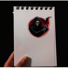 Grim Reaper Vinyl Decal Sticker, Gothic Horror Design, Red and Black,SUV, Van, Window, Bumper, Wall, Laptop, Tablet, Cup,Tumbler Or Any Smooth Surface