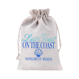Bridal Drawstring Gift Bag for Beach Bachelorette Wedding Party Goody Gift Wrap Storage Pouch Funny Bachelorette Hangover Bags Last Toast On The Coast Wedding Gift Wrapping Bag