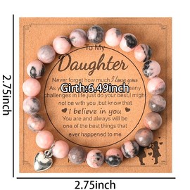 To My Daughter Bracelets Gifts from Mom Dad Inspirational Beaded Bracelet for Daughters Christmas Birthday Gift Pink Beads Bracelet gifts for Bonus Adopted Daughter in Law