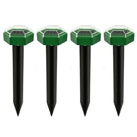 4Pcs Solar Mole Repellent Ultrasonic Outdoor Waterproof Sonic Deterrent Mole Stopper Rodent Gopher Chaser for Lawn Garden Yard Home