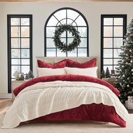 EVERGRACE Velvet Quilt Set King Size, Luxury Velvet Bedding, Ultra Soft Ruched Quilt Sets, Lightweight Velvet Comforter Set, Velvet Bedspread Coverlet Set with 2 Shams for All Season, Cream White