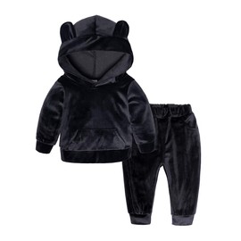 KIDS TALES Conjunto de Ropa y Pantalones de Forro Polar con Capucha para niños y niñas, Negro, 100 cm(2-3 Años)