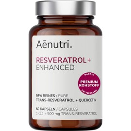 Resveratrol Plus High Dose | 500 mg Premium Trans Resveratrol from Switzerland per Capsule | Optimised Formula with Quercetin | Laboratory Tested Quality from Germany | 60 Capsules