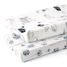 GRSSDER Juego de 2 fundas elásticas para cambiador de punto de jersey, ultrasuaves, para cambiador, para almohadillas para orejas de 32 pulgadas, 34 x 16 pulgadas, seguras y cómodas, bonito diente de león de cisne y acuarela para bebé