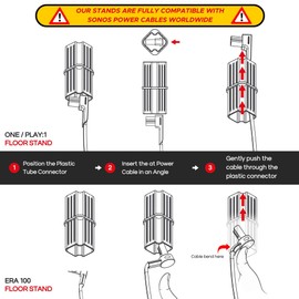 Sound Bass One / ERA100 Floor Stand Twin Pack (2pcs), Black | Compatible with Sonos One, Play:1, One Gen 2, One SL | Future-Proof Design Also Compatible with ERA 100, Designed by Sound Bass UK, Pair