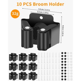 FAOKZE Pack of 10 Stainless Steel Mop Holder, Broom Holder Wall, Broom Holder, Tool Holder, Wall Mount, Stainless Steel Wall Mount, Garden Tool Holder, (20 Screws), for Kitchen, Home, Bathroom