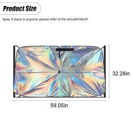 ZIMISI Car Windshield Sun Shade Umbrella, 59"x32.3" Foldable Car UV Block Coating Shield Cover with 360° Rotation Handle, Front Window Heat Insulation Protection Accessory for Truck, SUV (XL Size)