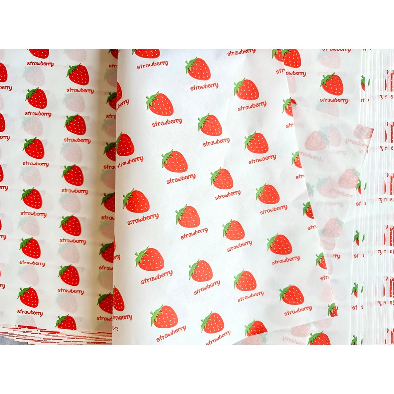 100 Sheets Strawberry Wax Paper 15 x 11 Inch Greaseproof