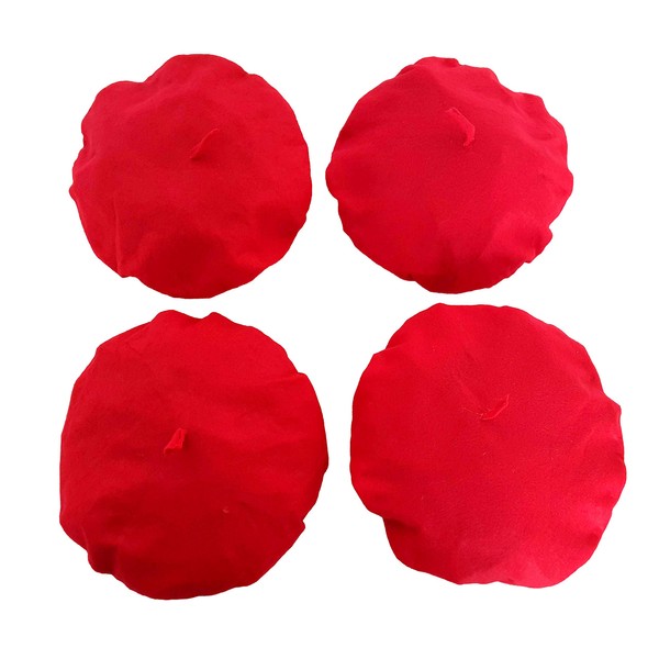 Dondor Felt Berets for Children and Teenagers (RED, 4 PACK)