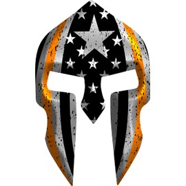 cbcdecals - Thin Orange Line Search and Rescue Spartan Helmet Vinyl Decal Car & Truck Window Sticker