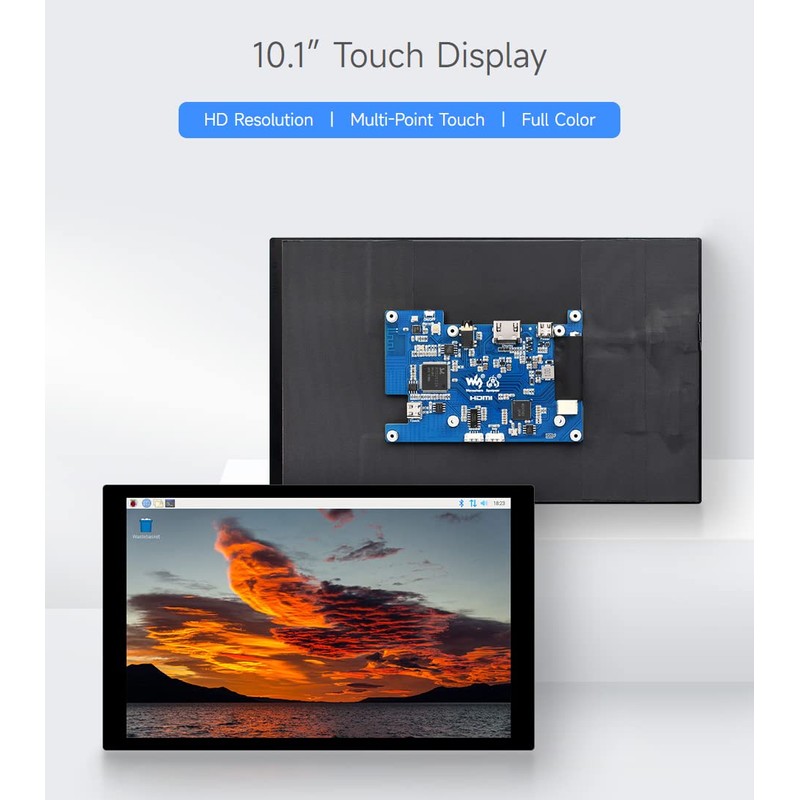 Waveshare 10.1inch Capacitive Touch LCD IPS Display, Without Back Case,