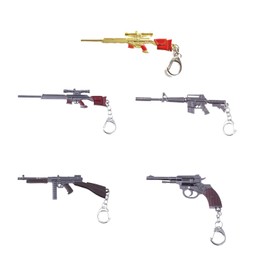 Bandfol 5 PCS Mini Metal Gift Sniper Rifle 12cm/4.7" Mini Guns Model Bag Accossories Pendant Keychains for Men, Type B, Small