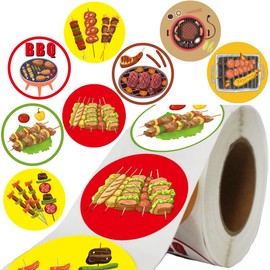 500PCS BBQ Stickers Party Favors -Barbeque Themed Party Gifts Birthday Baby Shower Hot Dog Party Supplies Decorations