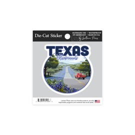 Die Cut Sticker Texas, Bluebonnets and Highway, Circle, Contour Vinyl Sticker 1 to 3 inches (Waterproof Decal for Cars, Water Bottles, Laptops, Coolers), Small