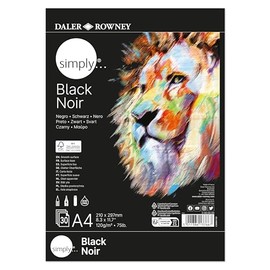 Daler-Rowney Simple Black Paper Smooth Surface 120gsm Pad Glued One Sided A4 21 x 29.7 cm 30 Sheets