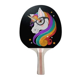 TigerTail Sports Cute Unicorn Colorful Design Ping Pong Paddle, Premium 5 Ply Table Tennis Racket (Red on Back)