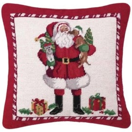 Peking Handicraft Christmas Puppies Needlepoint Pillow