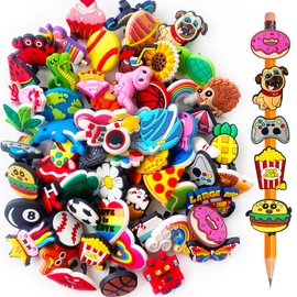 OJYUDD 60 Pcs Cute Pencil Topper Decoration,Different Pencil Topper Accessories,Bulk Random Pencil Clips for School Prize,Students Gifts,Reward