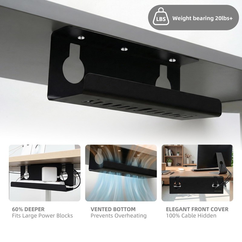 Under Desk Cable Management Tray No Drill, 17" Cable Organizer
