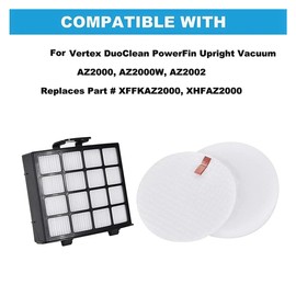 Vacuum Filter Replacement Kit for Shark Vertex DuoClean PowerFin Upright Vacuum UV2500, AZ2000WWK, AZ2001AMZ, AZ2002, Replace XHFAZ2000, XFFKAZ2000, 2 Post-Motor Filters, 4 Foam Felt Filters