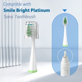 Replacement Brush Heads for Smile Bright Platinum Sonic Electric Toothbrush, Soft Bristles, 4-Pack, with Covers