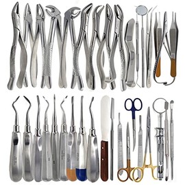 German 75 Pcs Dental Oral Extraction Extracting Forceps Elevators Instruments Set Kit Made of Premium Quality Stainless Steel
