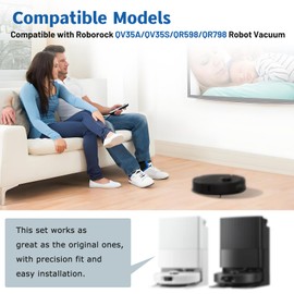 Spofan Accessories Replacement Kit for Roborock Qrevo Series - QV 35A/QV 35S, QR 598/QR 798 Robot Vacuum, 1 Main Brush, 4 Mop Cloth, 2 HEPA Filter, 4 Side Brushes, 6 Dust Bag, 1 Cleaning Tool