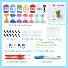 EPHOSHI Crochet Kit,Complete Crochet Kits for Beginners Adults,All in One Animal Crochet Kit with Detailed Video Tutorials,Chrismas/Birthday Gift for Friends(6PCS)