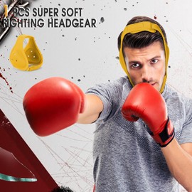 Tellegloww Wrestling Headgear for Adults Soft Grappling Headgear Adjustable Wrestling Ear Guard(Yellow)