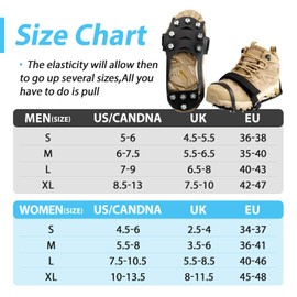 Yanbaozi Crampons, shoe spikes, shoe claws, with 11 stainless steel teeth spike for shoes, winter, ice spikes, snow chains, shoes, spike Grödel for mountain shoes