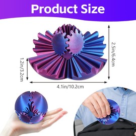 Ainiv Gear Ball Fidget Toy, 3D Printed Steampunk Whirling Wonder Fidget Gear Sphere Toys, Stress Relief Anxiety Fun Gearsphere Cube Fidget Toy for Office and Home, Birthday Gift for Adults Kids(8cm)