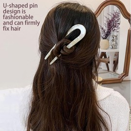 PACIOCEAN 4 Pieces U Shaped Hair Pin, Cellulose Acetate Tortoise Shell Fork,Updo Chignon Pin for Hairstyle Accessories,for Women Girls Hairstyle Accessories